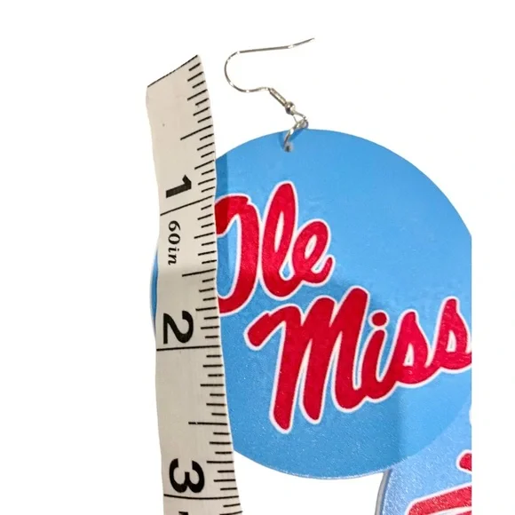 NEW CUSTOM Ole Miss University of Mississippi powder blue earrings jewelry - Picture 4 of 5